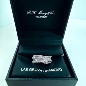 R.H. Macy & Co. Lab-Grown Baguette Diamond Sterling Silver Ring Size 5
